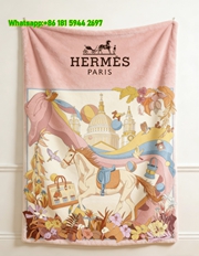 Hermès Pastel Equestrian City Flannel Throw Blanket IMG_5065